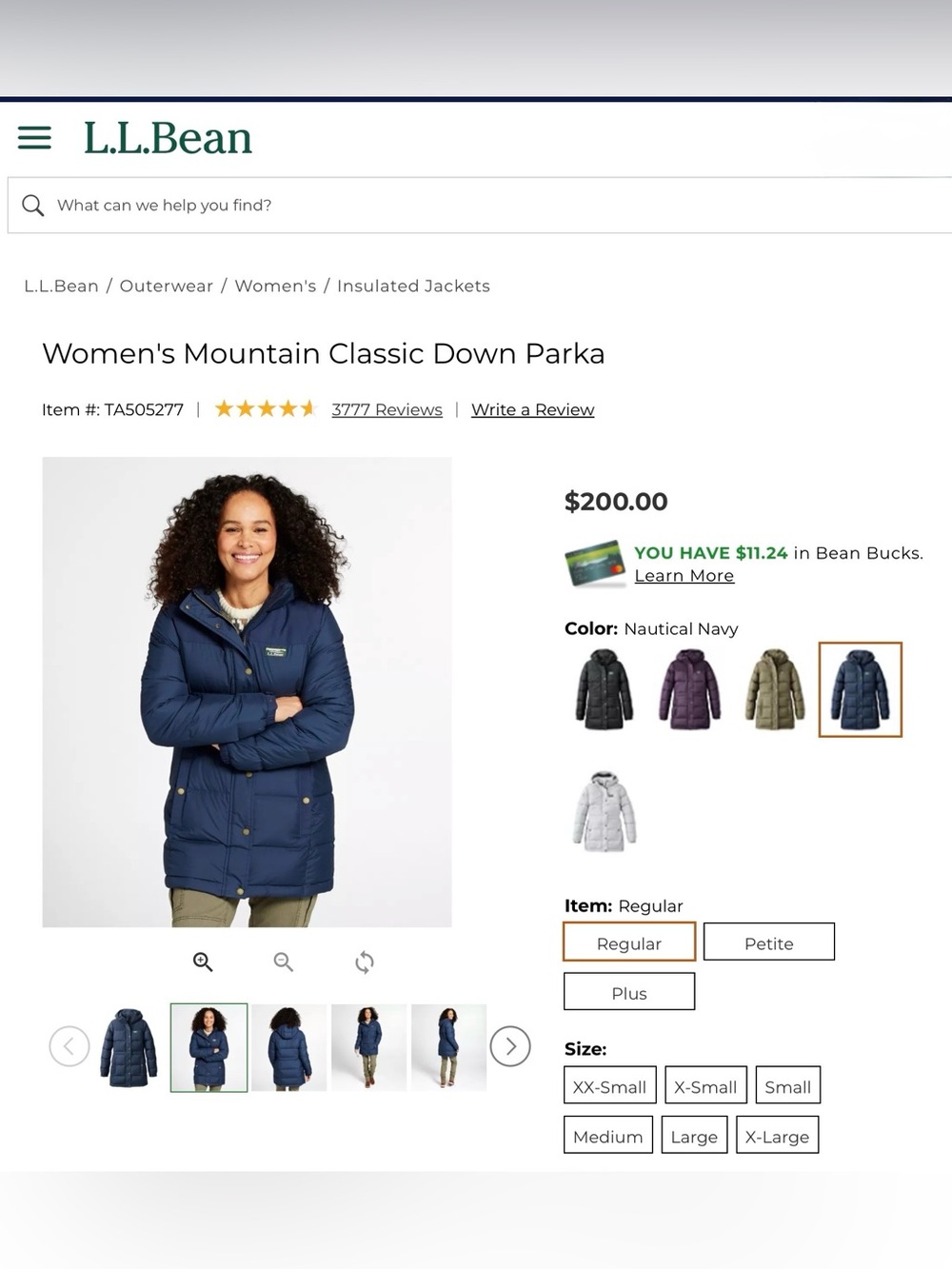 Women's LL Bean Mountain Classic Down Parka w/Hood XL.    Rated Warmest. NWOT - Picture 3 of 7